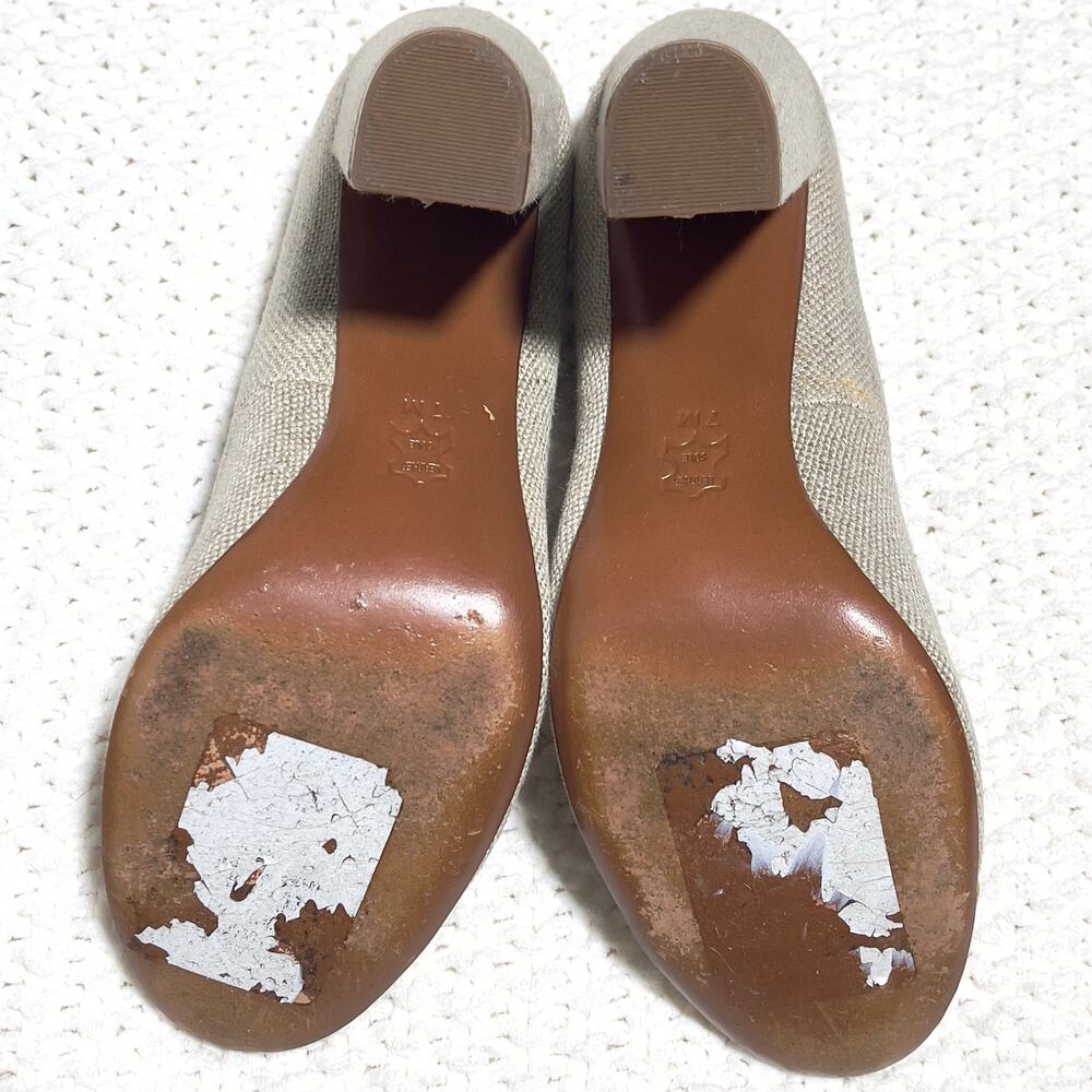 Tory Burch SZ 7 Beige Canvas Block Heel - Picture 6 of 10